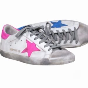 Golden Goose Women’s Superstar Limited Edition Mismatched Sneakers Blue Pink 7